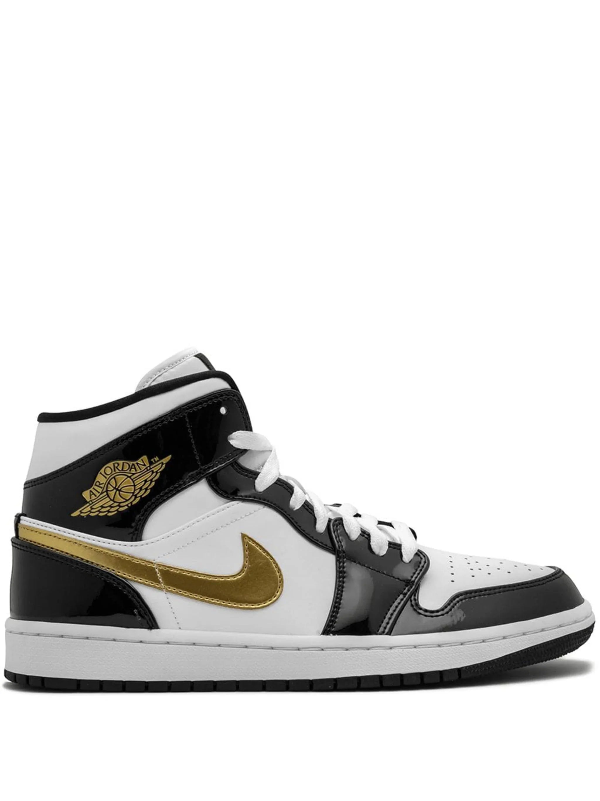 Jordan 1 Mid Patent Black Metallic Gold (TD)